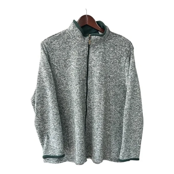 Stan Herman Heather Green Fleece Jacket/Sweater Zip Up Size XL Women NWOT - Picture 3 of 9